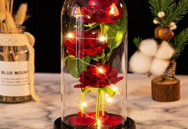 Три троянди в колбі з підсвічуванням - нічник