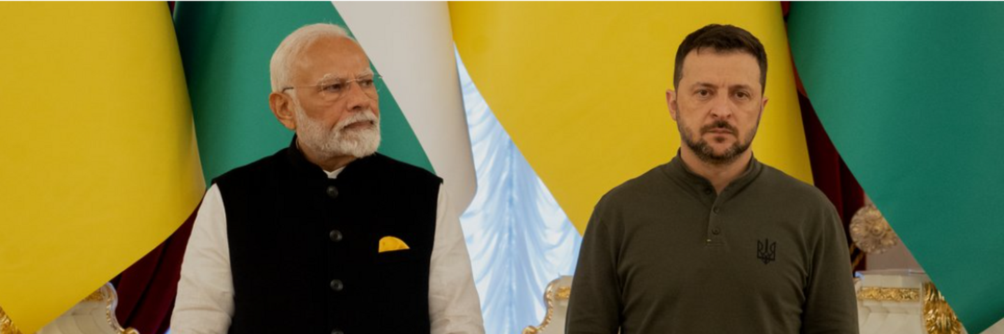 Indian Prime Minister Modi and Ukrainian President Zelenskyy in Kyiv, August 23, 2024.