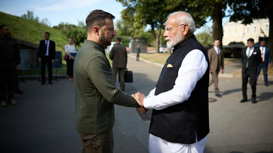 Indian Prime Minister Modi and Ukrainian President Zelenskyy in Kyiv, August 23, 2024.