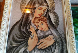 Ікона Матері Божої з Ісусом , вишита ікона, ікона бісером, вишивка, подарунок, хендмейд, ручна робота, зроблено з любов'ю ❤️